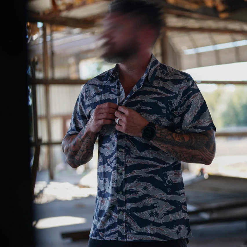 Tiger Stripe Green Button-up - Image 3